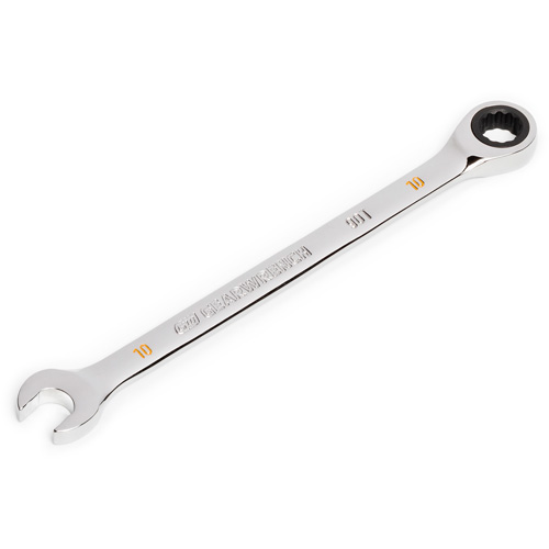 90-Tooth Ratcheting Combination Wrench, 12 Point, 10 mm, Chrome Finish Duraquip Inc