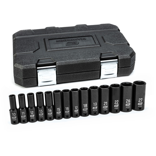 Jeu de douilles m&eacute;triques &agrave; 6 pans, 14 Mcx, Chocs, Prise de 1/2", Profond Duraquip Inc