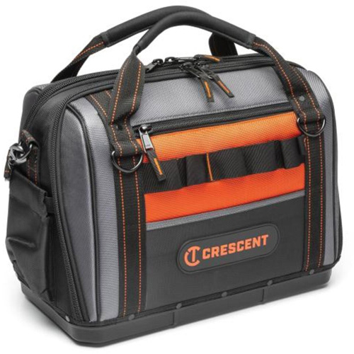 17" Tradesman Closed Top Tool Bag, Polyester, 3 Pockets, Black/Grey/Orange Duraquip Inc