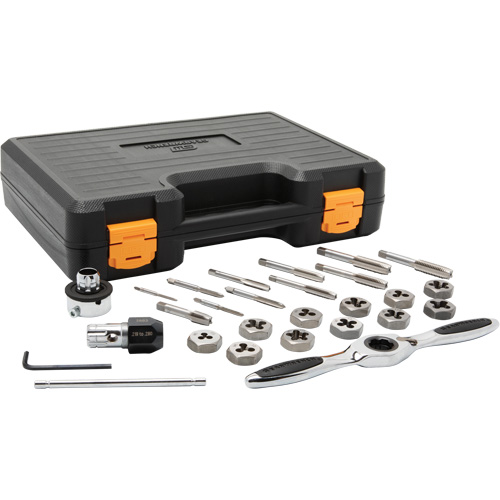 Jeu de tarauds et fili&egrave;res &agrave; cliquet m&eacute;triques, 27 Morcea Duraquip Inc