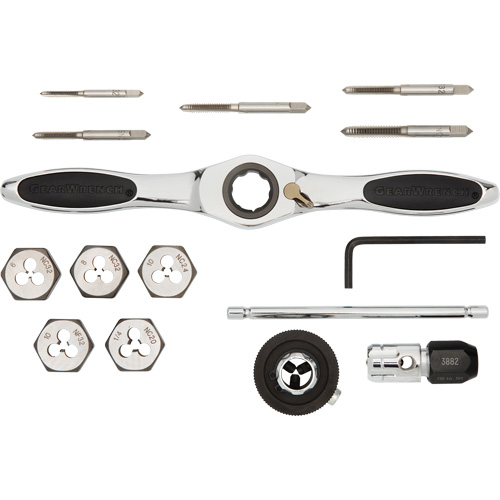 Jeu de tarauds et fili&egrave;res SAE &agrave; cliquet, 15 Morcea Duraquip Inc