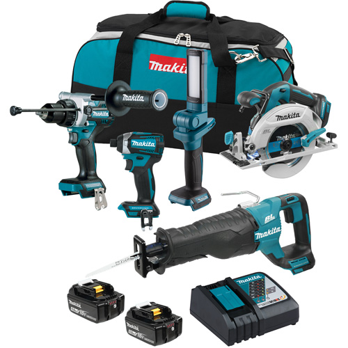 LXT Brushless Cordless 5 Tool Combo Kit, Lithium-Ion, 18 V Duraquip Inc
