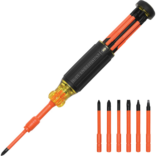 6-in-1 Insulated Auto-Lock Screwdriver, 9-1/2" L, Cushion Grip Handle Duraquip Inc