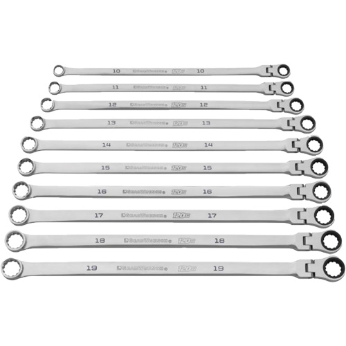 Jeu de cl&eacute;s Gearbox &agrave; t&ecirc;te flexible XL et cannelure universelle 120XP, Cl&eacute; polygonale, 10 morceaux, Imp&eacute;rial Duraquip Inc