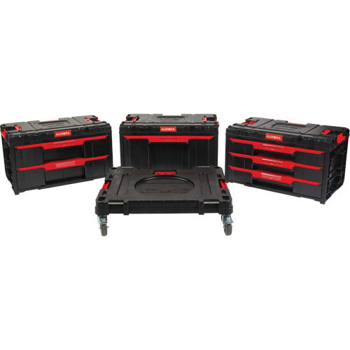 Ensemble de coffres &agrave; outils Arx de 4 morceaux avec socle &agrave; roulettes pivotantes, 23-1/10" x 15" x 22-1/2", Noir Duraquip Inc