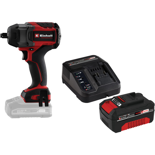 Cl&eacute; &agrave; chocs professionnelle sans fil avec batterie 4 Ah PXC et ensemble de d&eacute;part de chargeur, 18 V, Mandrin 1/2" Duraquip Inc