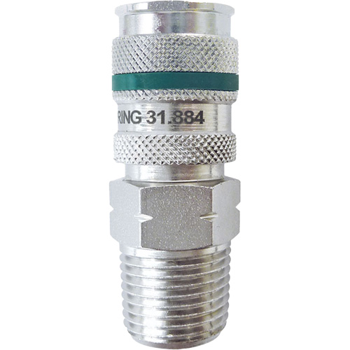 QUIKSILVER Ultraflo 7.8 mm Quick Coupler, Zinc-Plated Steel, 1/2", Male NPT, 362 PSI Duraquip Inc