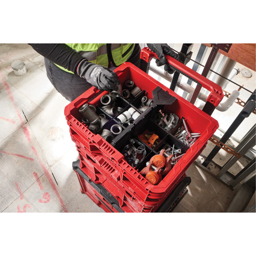 PACKOUT Low-Profile Crate, 15" x 18-5/8" x 6-5/8", Black/Red Duraquip Inc