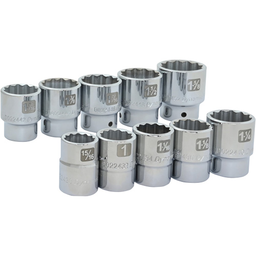 Jeu de douilles SAE &agrave; 12 pans, 10 Mcx, Prise de 3/4" Duraquip Inc