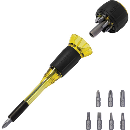 8-in-1 Tru-Grip Screwdriver with Stubby, 6-57/100" L, Plastic Handle Duraquip Inc