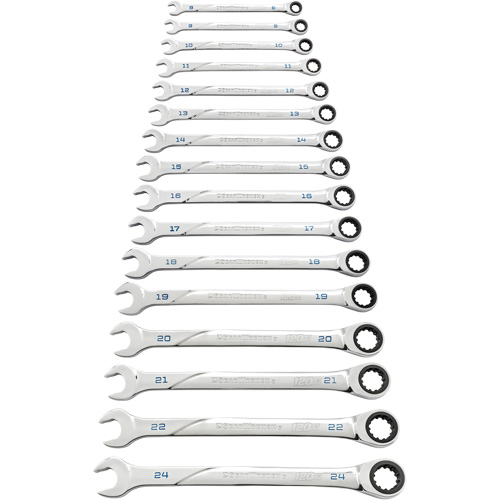 Jeu de cl&eacute;s 120XP Universal Spline XL, Combinaison &agrave; cliquet, 16 morceaux, M&eacute;trique Duraquip Inc