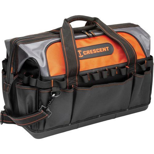Sac &agrave; outils 20" pour entrepreneur, 1680 Denier/Polyester, 31 pochettes, Noir/Gris/Orange Duraquip Inc