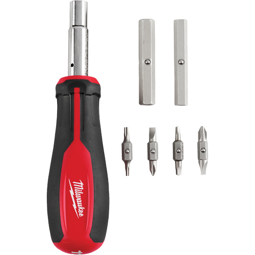 Tournevis multibits &agrave; entraînement magn&eacute;tique 1/4" et 3/8" 11 en 1, 8" lo, Prise Coussin&eacute;e Duraquip Inc