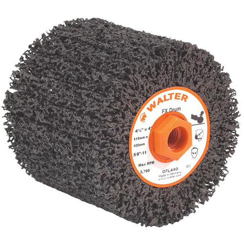 Tambour de finition FX, 4-1/4" dia. x 4" la, 5/8"-11 Arbre, Grain Cors&eacute; Duraquip Inc