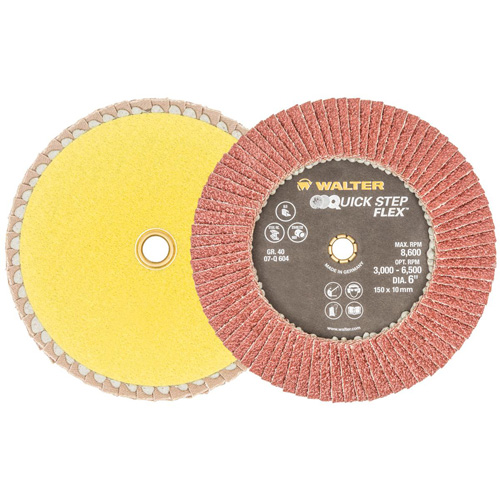 QUICK-STEP FLEX Flap Disc, 6" x Type 29, 40 Grit, Aluminum Oxide Duraquip Inc