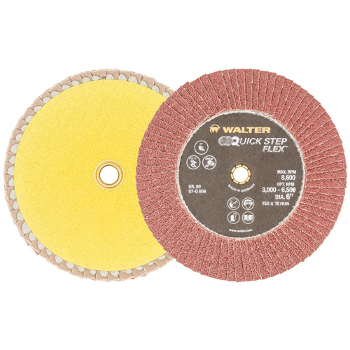 QUICK-STEP FLEX Flap Disc, 6" x Type 29, 60 Grit, Aluminum Oxide Duraquip Inc