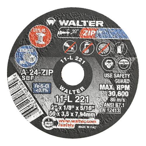 Portable Small Diameter Reinforced Cut-Off Wheels - Zip, 2" x 1/8", 5/16" Arbor, Type 1, Aluminum Oxide, 31000 RPM Duraquip Inc