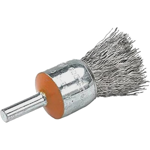 Mounted End Brush with Crimped Wires, 1/2", 0.02" Fill, 1/4" Shank Duraquip Inc