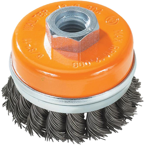 Knot-Twisted Wire Cup Brush, 5" Dia. x 5/8"-11 Arbor Duraquip Inc