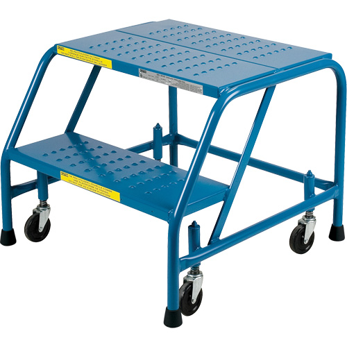 Rolling Step Ladder, 2 Steps, 18" Step Width, 19" Platform Height, Steel Duraquip Inc