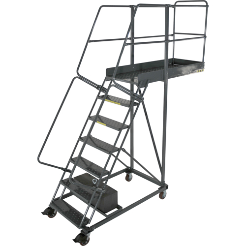 &eacute;chelles roulantes en porte-&agrave;-faux, Non renforc&eacute;, 12 marches, Profondeur de la plateforme 14", Hauteur de la plateforme 120" Duraquip Inc