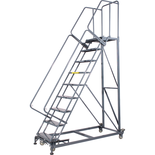 Monster Rolling Ladders, 12 Steps, 24" Step Width, 120" Platform Height, Steel Duraquip Inc