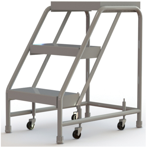 Rolling Ladder, 3 Steps, 16" Step Width, 30" Platform Height, Aluminum Duraquip Inc