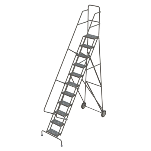&eacute;chelles roulantes en acier, 11 marches, Largeur de la marche 16", Hauteur de la plateforme 110", Acier Duraquip Inc