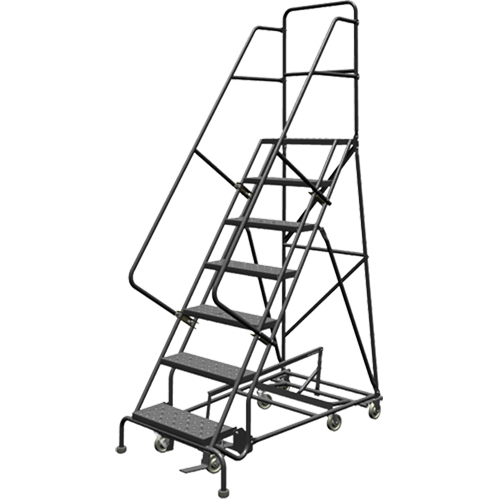 All Directional Rolling Ladder, 7 Steps, 24" Step Width, 70" Platform Height, Steel Duraquip Inc