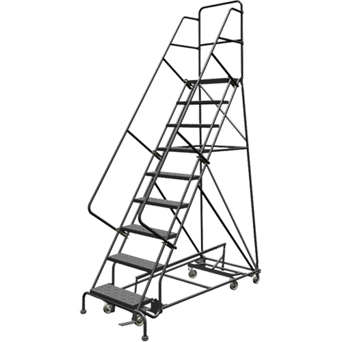 All Directional Rolling Ladder, 9 Steps, 24" Step Width, 90" Platform Height, Steel Duraquip Inc
