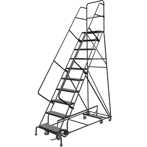 All Directional Rolling Ladder, 10 Steps, 24" Step Width, 100" Platform Height, Steel Duraquip Inc