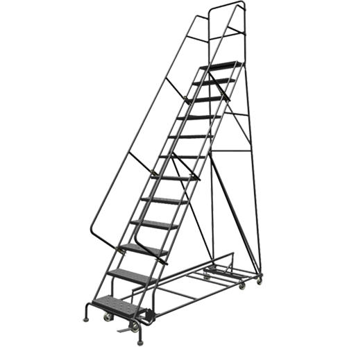 All Directional Rolling Ladder, 12 Steps, 24" Step Width, 120" Platform Height, Steel Duraquip Inc