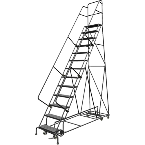 All Directional Rolling Ladder, 13 Steps, 24" Step Width, 130" Platform Height, Steel Duraquip Inc