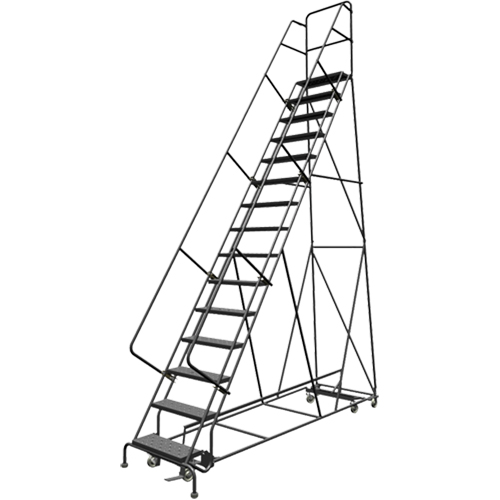 All Directional Rolling Ladder, 15 Steps, 24" Step Width, 150" Platform Height, Steel Duraquip Inc