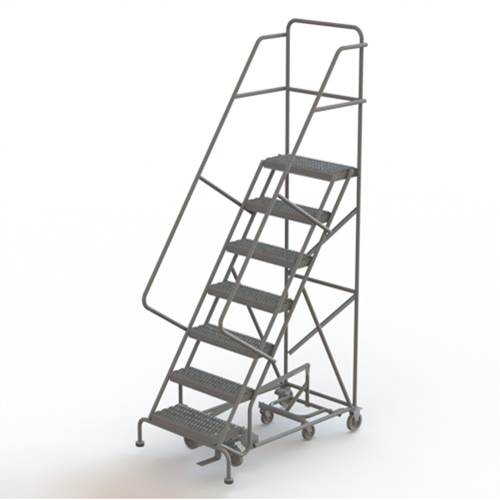 All Directional Rolling Ladder, 7 Steps, 24" Step Width, 70" Platform Height, Steel Duraquip Inc