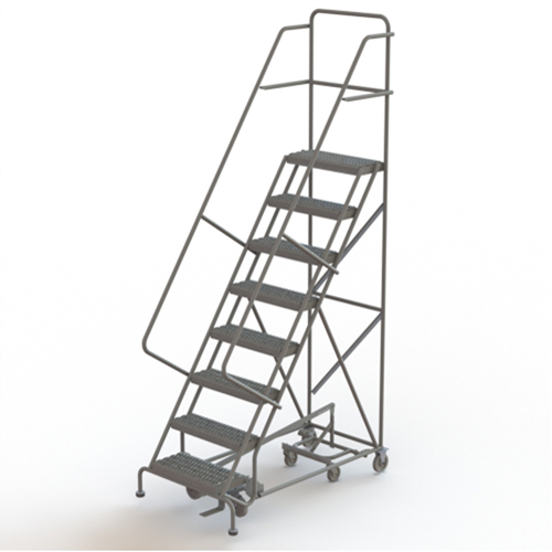 All Directional Rolling Ladder, 8 Steps, 24" Step Width, 80" Platform Height, Steel Duraquip Inc