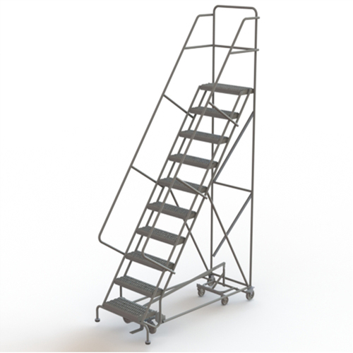 All Directional Rolling Ladder, 10 Steps, 24" Step Width, 100" Platform Height, Steel Duraquip Inc