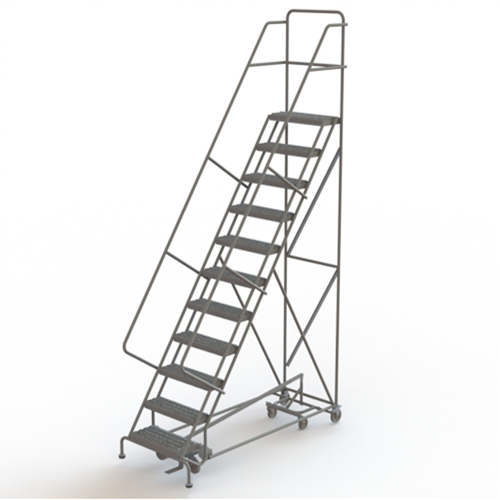 All Directional Rolling Ladder, 11 Steps, 24" Step Width, 110" Platform Height, Steel Duraquip Inc