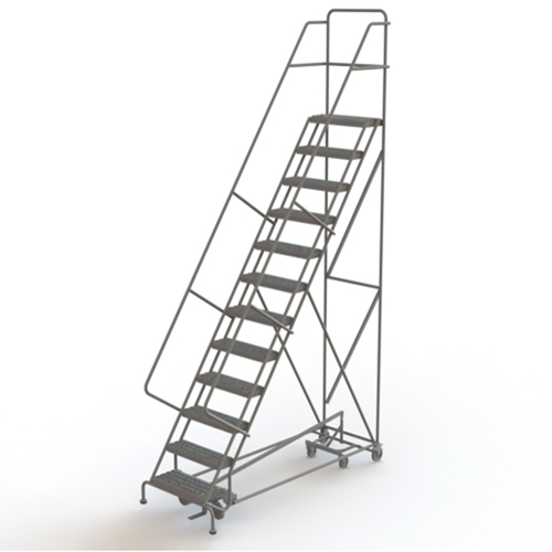 All Directional Rolling Ladder, 12 Steps, 24" Step Width, 120" Platform Height, Steel Duraquip Inc