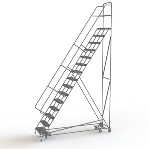 All Directional Rolling Ladder, 15 Steps, 24" Step Width, 150" Platform Height, Steel Duraquip Inc