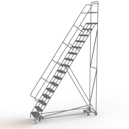 All Directional Rolling Ladder, 16 Steps, 24" Step Width, 160" Platform Height, Steel Duraquip Inc