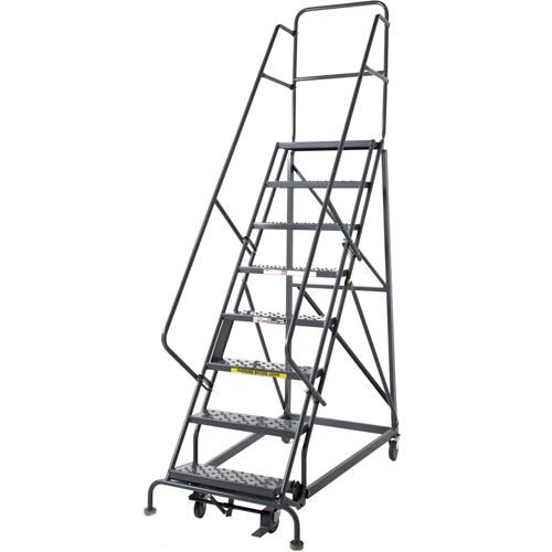 &eacute;chelles roulantes robustes, 8 marches, Largeur de la marche 24", Hauteur de la plateforme 80", Acier Duraquip Inc