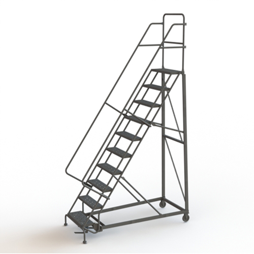 &eacute;chelles roulantes robustes, 10 marches, Largeur de la marche 24", Hauteur de la plateforme 100", Acier Duraquip Inc