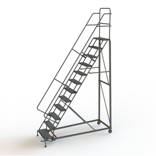 &eacute;chelles roulantes robustes, 12 marches, Largeur de la marche 24", Hauteur de la plateforme 120", Acier Duraquip Inc