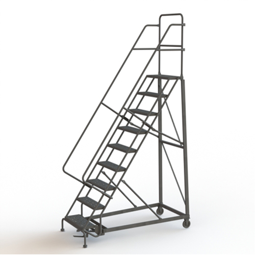 &eacute;chelles roulantes robustes, 9 marches, Largeur de la marche 24", Hauteur de la plateforme 90", Acier Duraquip Inc