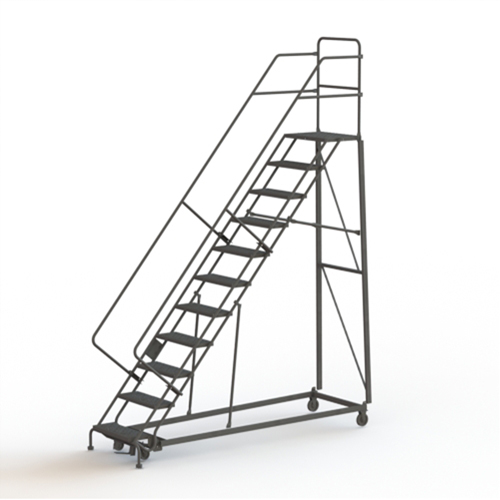 Heavy Duty Safety Slope Ladder, 11 Steps, Perforated, 50° Incline, 110" High Duraquip Inc