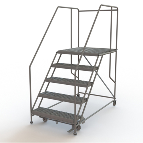 Mobile Work Platform, Steel, 5 Steps, 50" H, 36" D, 36" Step, Serrated Duraquip Inc