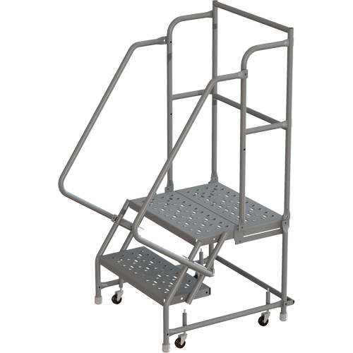 Deep Top Step Rolling Ladder, 2 Steps, 24" Step Width, 20" Platform Height, Steel Duraquip Inc