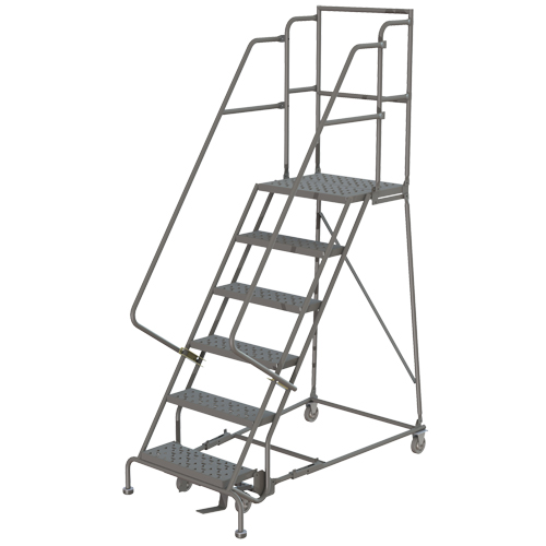 Deep Top Step Rolling Ladder, 9 Steps, 24" Step Width, 90" Platform Height, Steel Duraquip Inc