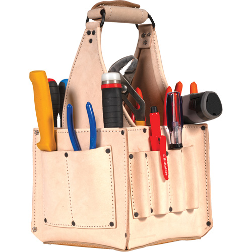 Porte-outils pour &eacute;lectricien et travaux d'entretien, Cuir, 17 pochettes, Beige Duraquip Inc